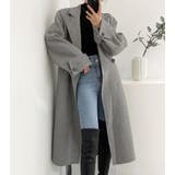 ヘリンボーン柄 ダブルブレスト ウールコート ベルト付き ロングコート | Bifrost | 詳細画像15 