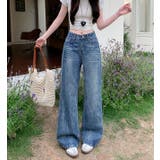 ブルー | レギュラーなシルエットでスタイリッシュなデニムパンツ【韓国ファッション】 | Bifrost