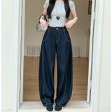 ブラック | レギュラーなシルエットでスタイリッシュなデニムパンツ【韓国ファッション】 | Bifrost