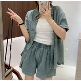 白いリボン刺繍が施されてデニムセットアップ【韓国ファッション】 | Bifrost | 詳細画像2