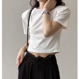 丸襟 ショートスリーブ クロップ T シャツ【韓国ファッション】 | Bifrost | 詳細画像1