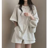 ライトグレー | オーバーサイズ T シャツ & ショートパンツ セット【韓国ファッション】 | Bifrost