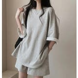 グレー | オーバーサイズ T シャツ & ショートパンツ セット【韓国ファッション】 | Bifrost