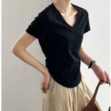 ブラック | シンプルVネック ショートスリーブ T シャツ | Bifrost