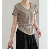 ブラウン | シンプルVネック ショートスリーブ T シャツ | Bifrost