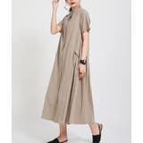 キャメル | 落ち着いた雰囲気の 半袖 ボタンワンピース | Bifrost