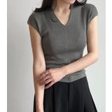 ダークグレー | シンプルな V ネックのノースリーブニットトップ | Bifrost