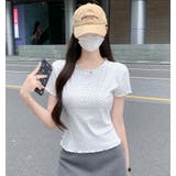 ドット柄フリルネックラインショートスリーブ T シャツ | Bifrost | 詳細画像3 