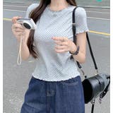 ドット柄フリルネックラインショートスリーブ T シャツ | Bifrost | 詳細画像9 
