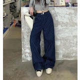 シンプル カジュアル ストライプワイドパンツ | Bifrost | 詳細画像13