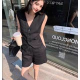 V ネック ボタン ノースリーブベスト ショートパンツ セット | Bifrost | 詳細画像3