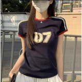 カラーブロック ストライプ ナンバープリント ショートスリーブトップ | Bifrost | 詳細画像2