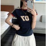 カラーブロック ストライプ ナンバープリント ショートスリーブトップ | Bifrost | 詳細画像5