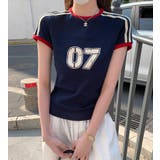 カラーブロック ストライプ ナンバープリント ショートスリーブトップ | Bifrost | 詳細画像6