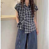 ブラック | チェック柄シャツカラー カットオフスリーブ サイドタイルーズシャツ | Bifrost