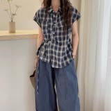 チェック柄シャツカラー カットオフスリーブ サイドタイルーズシャツ | Bifrost | 詳細画像2