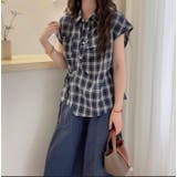 チェック柄シャツカラー カットオフスリーブ サイドタイルーズシャツ | Bifrost | 詳細画像5