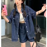 デニムシャツカラーショートスリーブチェストポケットフロントボタン | Bifrost | 詳細画像2