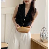 ピーコートカラーノースリーブクロップベスト | Bifrost | 詳細画像1