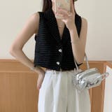 ブラック | ピーコートカラーノースリーブクロップベスト | Bifrost