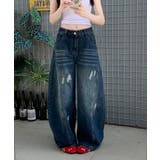 オーバーサイズワイドデニムパンツ リップ & ストーンウォッシュ柄 | Bifrost | 詳細画像5 