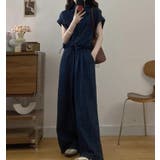 ショートスリーブデニムシャツ+ウエストドローストリングワイドレグデニムパンツ | Bifrost | 詳細画像5