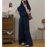 ショートスリーブデニムシャツ+ウエストドローストリングワイドレグデニムパンツ | Bifrost | 詳細画像7