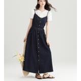 ストラップフロントボタンポケット付きロングデニムワンピース | Bifrost | 詳細画像7 