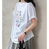 ホワイト | 丸襟ルーズショートスリーブ カラフルグラフィックプリント T シャツ | Bifrost