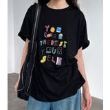 ブラック | 丸襟ルーズショートスリーブ カラフルグラフィックプリント T シャツ | Bifrost