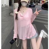 バッククロスリボンデザイン リブルーズロングスリーブトップ | Bifrost | 詳細画像1
