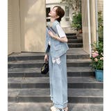 レーストリムノースリーブデニムベスト + フリンジワイドレッグデニムパンツ | Bifrost | 詳細画像4