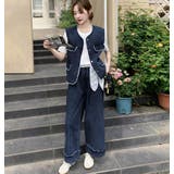 レーストリムノースリーブデニムベスト + フリンジワイドレッグデニムパンツ | Bifrost | 詳細画像9