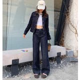 ショートデニムジャケット + ハイウエストワイドレッグデニムパンツ | Bifrost | 詳細画像1