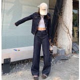 ショートデニムジャケット + ハイウエストワイドレッグデニムパンツ | Bifrost | 詳細画像4