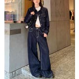 ショートデニムジャケット + ハイウエストワイドレッグデニムパンツ | Bifrost | 詳細画像3
