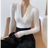 ホワイト | ストレッチ Ｖネック ロングスリーブトップ | Bifrost