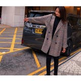 BIGシルエット チェック柄テーラージャケット【韓国ファッション】 | Doula Doula | 詳細画像3