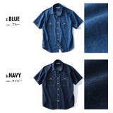 DANIEL DODD 両ポケット付ライトオンスデニム半袖ワークシャツ | 大きいサイズの店ビッグエムワン  | 詳細画像2
