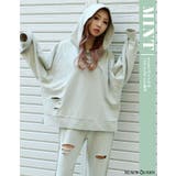 ミント | ダメージ裏毛パーカー【藤木そら/ちゃんかお着用】mavily | BLACK QUEEN