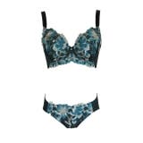 グリーン | 大きいサイズのノーブルフラワーレースブラショーツセット | 神戸発ランジェリーショップ bon-KOBE 