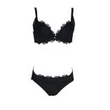 ブラック | チュールヴェール＆プチフラワーレースブラショーツセット | 神戸発ランジェリーショップ bon-KOBE 
