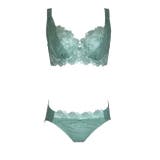 モスグリーン | 大きいサイズのチュールヴェール＆プチフラワーレースブラショーツセット | 神戸発ランジェリーショップ bon-KOBE 