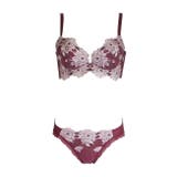 ワイン | 美胸引き立つシャープな印象のバラ柄レースブラショーツセット | 神戸発ランジェリーショップ bon-KOBE 