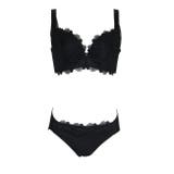 ブラック | 大きいサイズのチュールヴェール＆プチフラワー レースブラショーツセット | 神戸発ランジェリーショップ bon-KOBE 