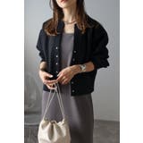 BLACK | アップサイクルキーネックスナップカーディガン | BONJOUR SAGAN