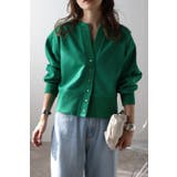 GREEN | アップサイクルキーネックスナップカーディガン | BONJOUR SAGAN