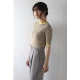 BEIGE | 配色デザイン五分袖リブニット 77-003345 | BONJOUR SAGAN