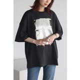 CHARCOAL-GRAY | 箔プリントビッグシルエットTシャツ 77-003694 | BONJOUR SAGAN