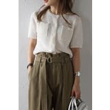 OFF-WHITE | スクエアポケットブークレニット半袖カーディガン 77-003712 | BONJOUR SAGAN